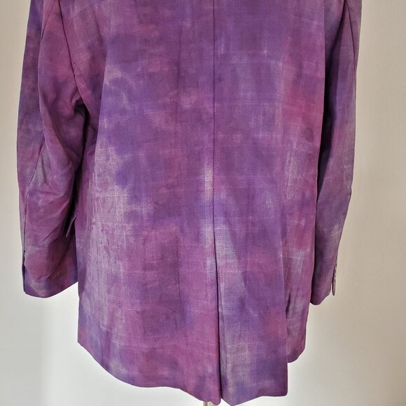 Hand painted tie dyed purple pink black gray blue suit blazer unisex XL XXL 48 - Picture 2 of 10